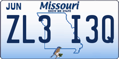MO license plate ZL3I3Q