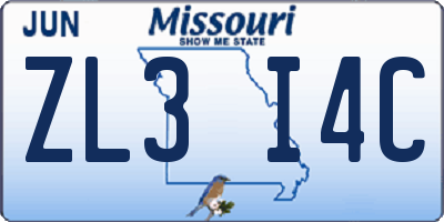 MO license plate ZL3I4C