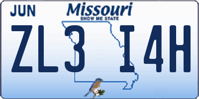 MO license plate ZL3I4H