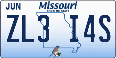 MO license plate ZL3I4S