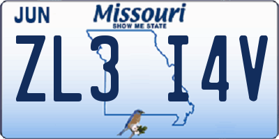 MO license plate ZL3I4V