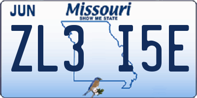 MO license plate ZL3I5E