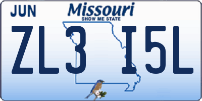 MO license plate ZL3I5L