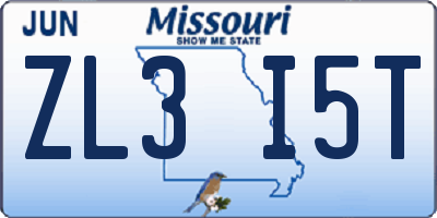 MO license plate ZL3I5T