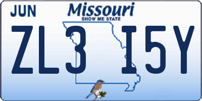 MO license plate ZL3I5Y