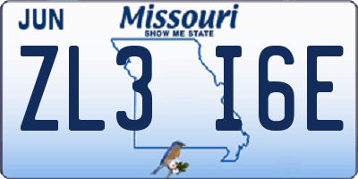 MO license plate ZL3I6E