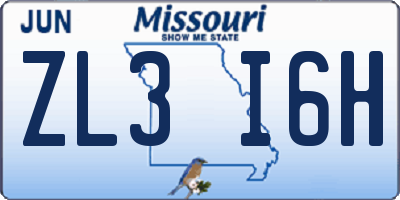 MO license plate ZL3I6H