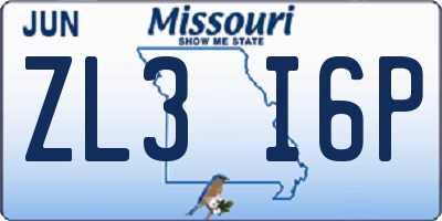 MO license plate ZL3I6P