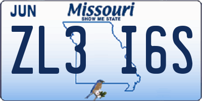 MO license plate ZL3I6S