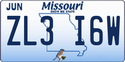 MO license plate ZL3I6W