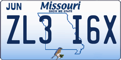 MO license plate ZL3I6X