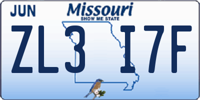 MO license plate ZL3I7F