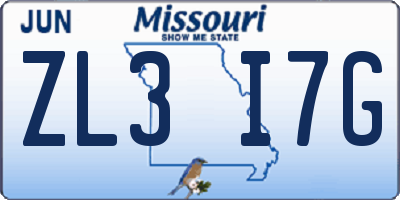 MO license plate ZL3I7G