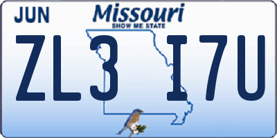 MO license plate ZL3I7U