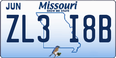 MO license plate ZL3I8B