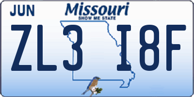 MO license plate ZL3I8F