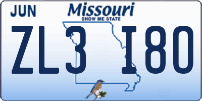 MO license plate ZL3I8O
