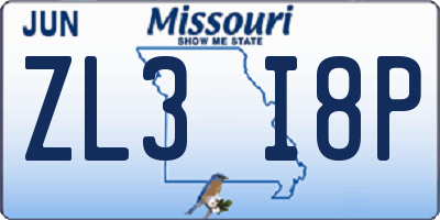 MO license plate ZL3I8P