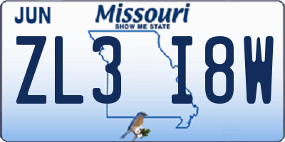 MO license plate ZL3I8W