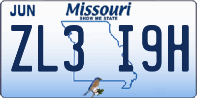 MO license plate ZL3I9H