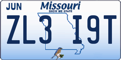 MO license plate ZL3I9T