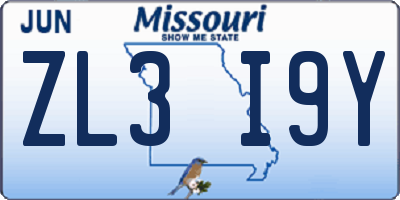 MO license plate ZL3I9Y