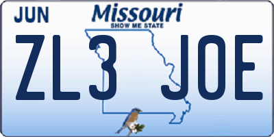 MO license plate ZL3J0E