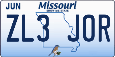 MO license plate ZL3J0R