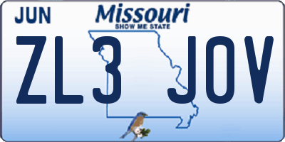 MO license plate ZL3J0V