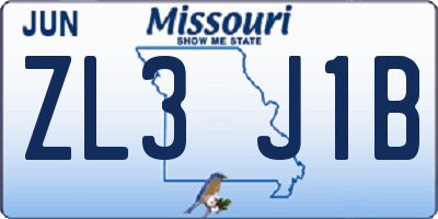 MO license plate ZL3J1B
