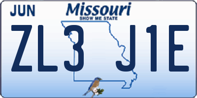 MO license plate ZL3J1E
