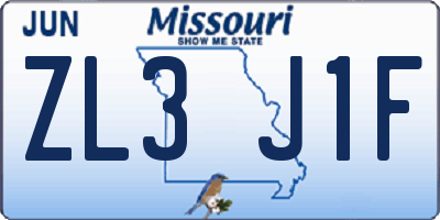 MO license plate ZL3J1F