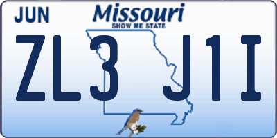 MO license plate ZL3J1I