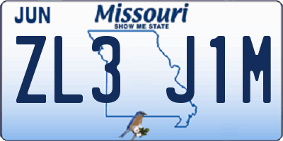 MO license plate ZL3J1M