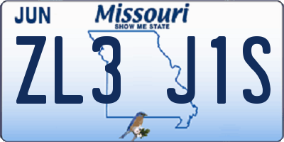 MO license plate ZL3J1S