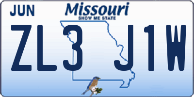 MO license plate ZL3J1W