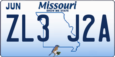 MO license plate ZL3J2A