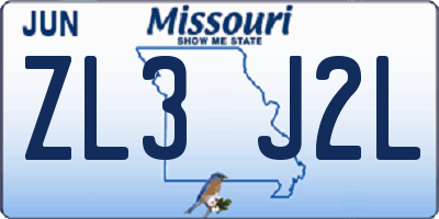 MO license plate ZL3J2L