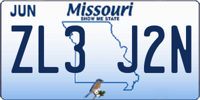 MO license plate ZL3J2N