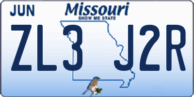 MO license plate ZL3J2R