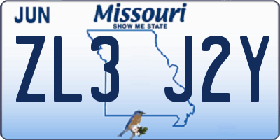 MO license plate ZL3J2Y