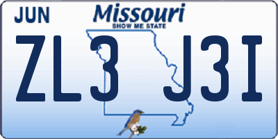 MO license plate ZL3J3I