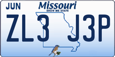 MO license plate ZL3J3P