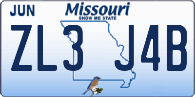 MO license plate ZL3J4B