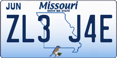 MO license plate ZL3J4E