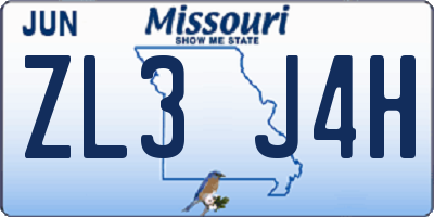 MO license plate ZL3J4H