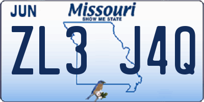 MO license plate ZL3J4Q