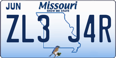MO license plate ZL3J4R