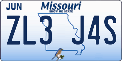 MO license plate ZL3J4S