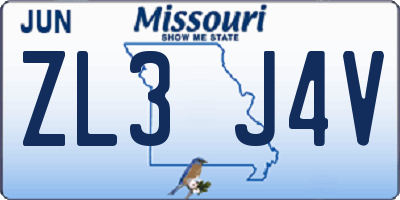 MO license plate ZL3J4V
